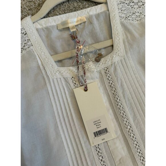 NWT LoveShackFancy Edie White Maxi Cotton Dress W/ Embroidery Lace Trims - Picture 8 of 12